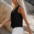 thumbnail image 5 of Ankola Women's Linen Vest V Neck Button Down Business Work Vacation Sleeveless Blazer Waistcoat Jacket, 5 of 6