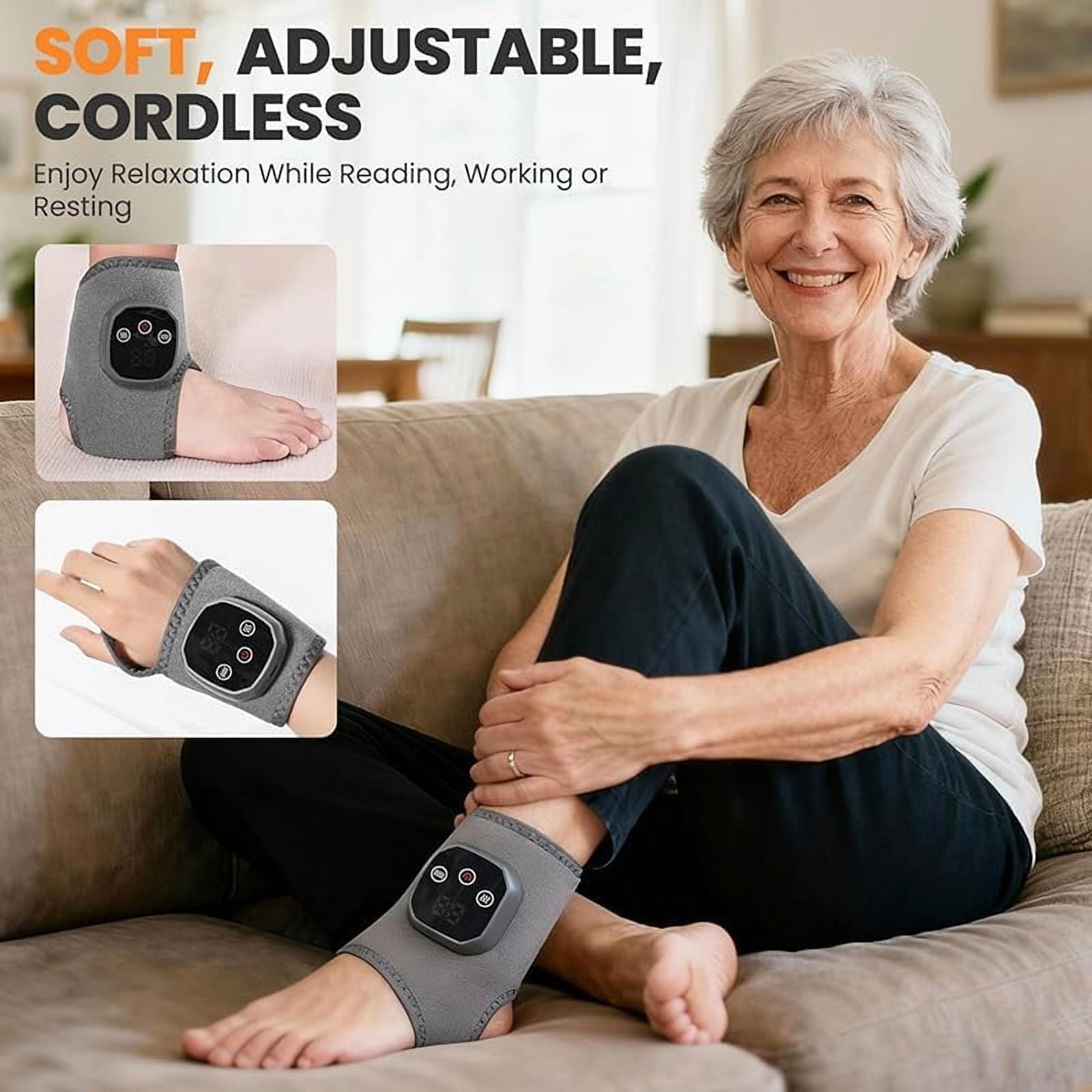 Wrongduck 2-Pack Foot Massager Warming Wrap, 2-in-1 Heated Foot and Ankle Massager with 3 Modes & 4 Heat Levels, Cordless USB Rechargeable Portable Relaxation Wraps