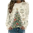 thumbnail image 2 of Craaazy Christmas Printed Sweatshirts for Women Long Sleeve Crewneck Tops Festival Outfits Xmas Tree Merry Christmas Gifts, 2 of 6