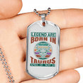 thumbnail image 2 of Legend Are Born in Taurus Zodiac Necklace Stainless Steel or 18k Gold Dog Tag 24" Chain, 2 of 8