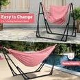 thumbnail image 5 of Hammock with Foldable Stand, 2 in 1 Hammock and Swinging Chair with Carrying Bag, Portable Camping Chair Suitable for Outside, Swing,Patio,Garden,Camping Trip Pink, 5 of 16