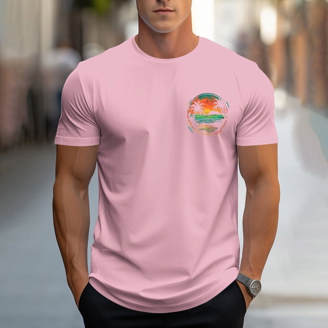 Styesk T-Shirts pour Homme Mode Décontractée Hommes T-shirt de Sport Imprimé Manches Courtes Col Rond Chemisiers Chemises