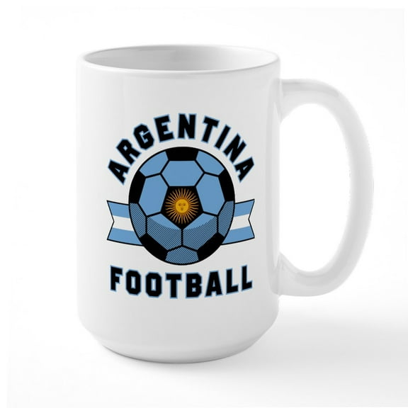 CafePress - Argentina Football Mugs - 15 oz Ceramic Large White Novelty Mug