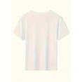thumbnail image 2 of Camiseta de algodón para niña. Camiseta de algodón para niña con estampado de letras "Hola, primer grado" y estampado de estrellas. Cómoda e informal, cuello redondo y manga corta., 2 of 5
