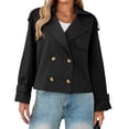 thumbnail image 4 of Long Sleeve Double Breasted Women Casual Trench Coat Crop Jacket, 4 of 6