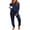 Navy, variant on Ekouaer Pajamas Womens Long Sleeve Pj Set 2 Piece Loungewear Soft Comfy Sleepwear with Jogger Pants