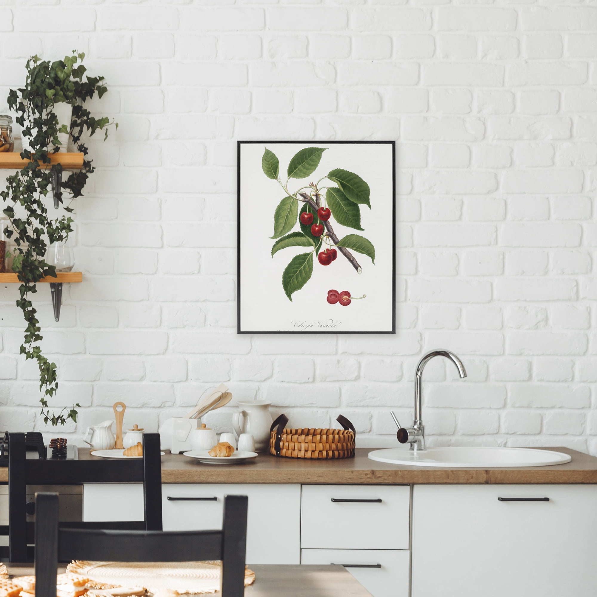 Latin Study of Cherry Plant Black Framed Giclee Art, design by Lettered and Lined