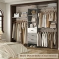 thumbnail image 3 of Homieasy 96 Inches Closet System, 8FT Walk In Closet Organizer with 3 Shelving Towers, Heavy Duty Clothes Rack with 3 Drawers, Built-In Garment Rack, 96" L x 16" W x 75" H, White and Grey, 3 of 8