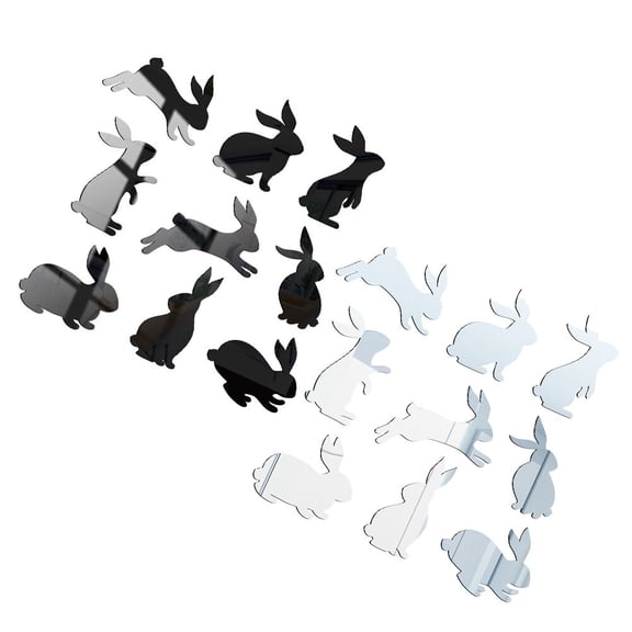 STRANDCHIC 3D Bunny Wall Decals Black Acrylic Easter Decorations for Bedroom Party, 2 Sets Cute Holiday Home Decor