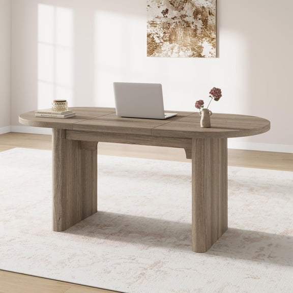 Double Pedestal Large Wooden Oval Home Office Executive Desk