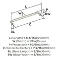 thumbnail image 5 of Amerock Coble 7-9/16 inch (192mm) Center-to-Center Satin Nickel Cabinet Pull, 5 of 6