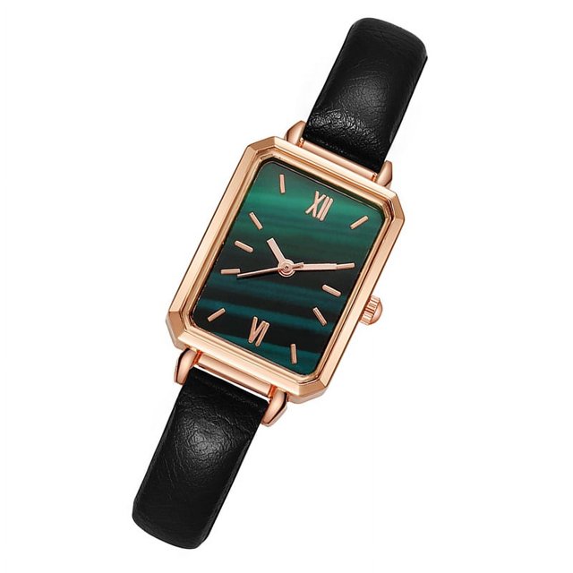 Reloj Pequeño Elegante Vintage Estilo Simple Rectángulo Acero Inoxidable Reloj De Pulsera De Moda Para Mujer Verde