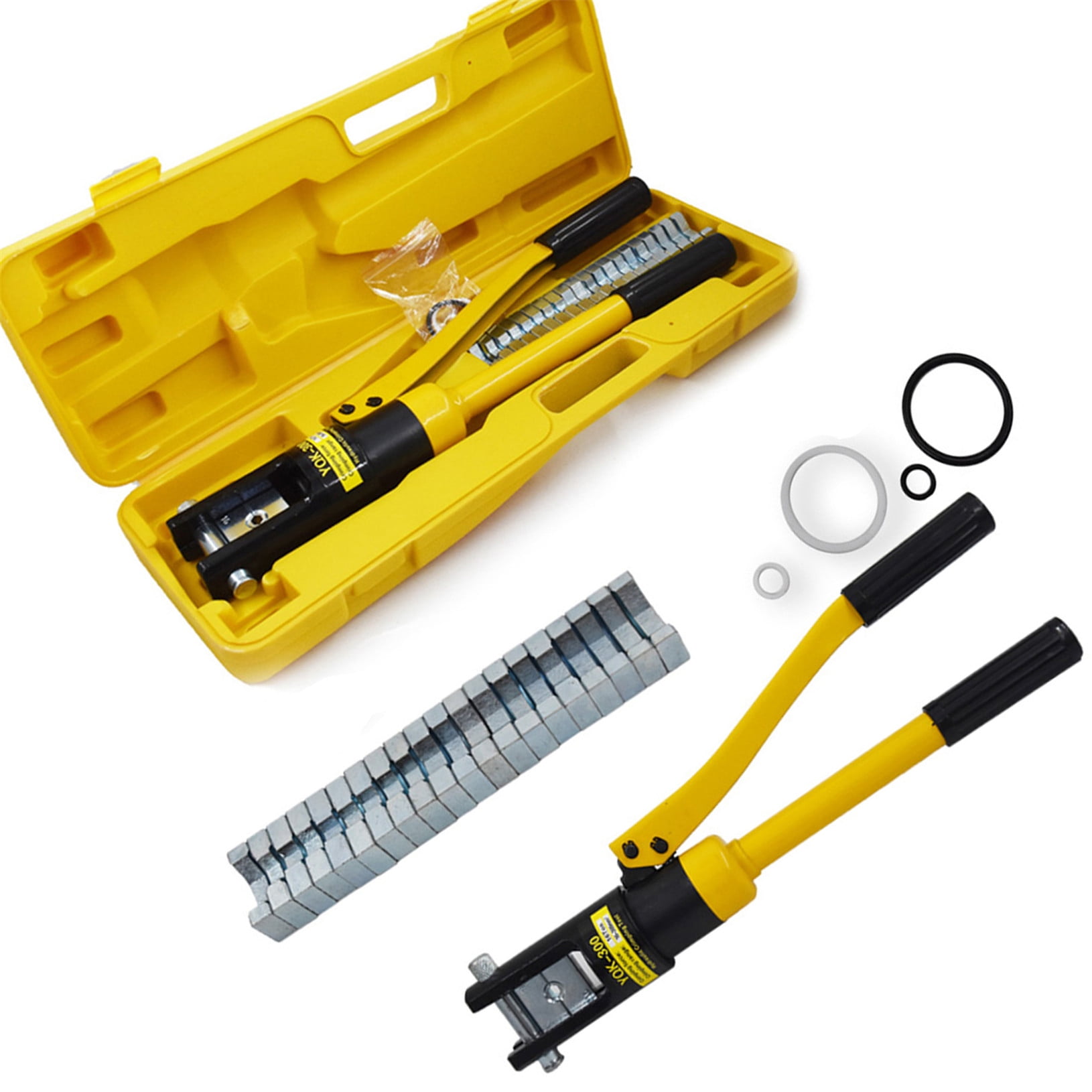 16-Ton Hydraulic Crimper Crimping Tool Battery Wire Cable Lug Terminal Kit 