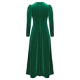 thumbnail image 4 of TiaoBug Kids Girls Renaissance Queen Velvet Vintage Maxi Dress Halloween Medieval Princess Fancy Dress Up Green 8, 4 of 7