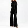 thumbnail image 4 of Jinhomg Thick Knitted Cotton Set for Women 2 Piece Thermal Comfy Fall Winter Outfits Casual Long Sleeve Turtleneck Tops with Elastic Waist Wide Leg Pants Summer Saving Black Free Size, 4 of 6
