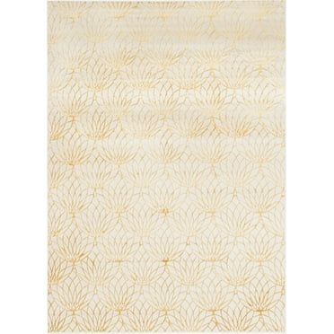 Marilyn Monroe Glam Collection Area Rug - Dahlia (9' x 12' Rectangle White Gold/Gold)