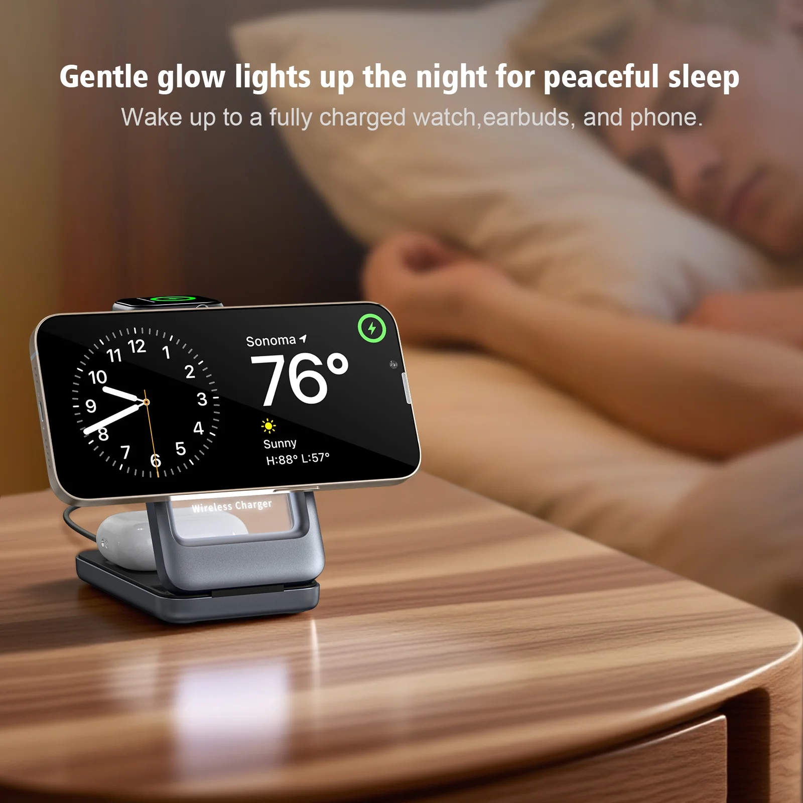 Formagix,Upgraded 3-in-1 Travel Magnetic Wireless Charger,for iPhone 16/15/14/13/12,Apple Watch&AirPods, Nightlight,Foldable