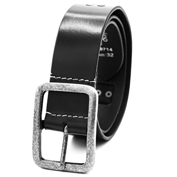 32' Waist Belt for Men Black Leather Belt 34' inch Long Studs Jeans Casual Single Buckle Belt - J9714