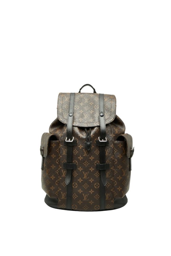 Pre-Owned Louis Vuitton Monogram Macassar Christopher MM Backpack M43735 Brown Noir Black...