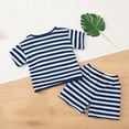 thumbnail image 4 of Ensemble T-Shirt et Short pour Garçons Filles, 2-8 Ans, Haut à Manches Courtes à Col Rond Rayé avec Poche et Short à Taille Élastique, 4 of 8