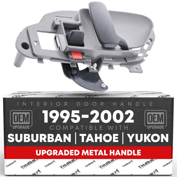 Interior Front/Rear Passenger Door Handle Upgraded Metal - Compatible with 1995-1999 Chevrolet GMC C1500 & K1500 Suburban, C2500 & K2500 Suburban, 95-00 C3500 & K3500, 95-02 C5500 - Gray, OEM 1570804