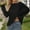 Black, variant on Blouses for Women Trendy Solid Long Sleeved Crew Neck Workout Tops Spring Summer Stretch Flowy Relaxed Fit Pullover T Shirts