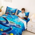 thumbnail image 4 of Manfei Colorful Underwater Sea Turtle Full Size Sheets for Kids Boys and Girls, Ocean Marine Life Print Bed Sheets 4 Pieces, 1 Flat Sheet, 1 Fitted Sheet and 2 Pillowcases, 4 of 6