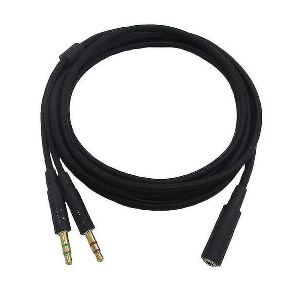 3.5mm Universal 2 in 1 Gaming Headset Audio- Extend Cable For HyperX Cloud II/Alpha-/Cloud Flight/Co GIft
