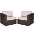 thumbnail image 7 of Patiojoy 2-Piece Patio Wicker Corner Sofa Set Rattan Loveseat with Removable Cushions Brown, 7 of 7