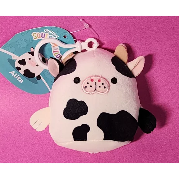 Squishmallows Alita the Black & White SeaCow Sea Cow 3" Clip-on NWT
