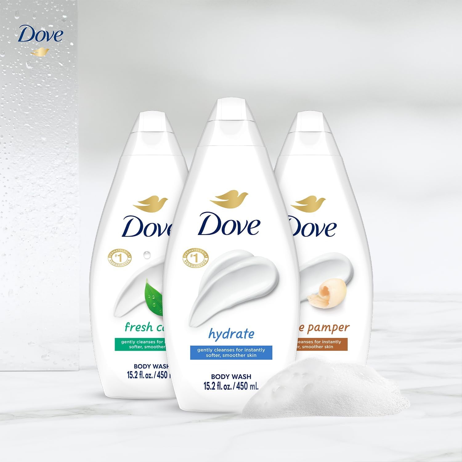 Dove Body Wash Variety OIF8&nbsp;- Hydrate, Gentle Pamper, Fresh Care, and Silky Velvet, 15.22 Oz Ea