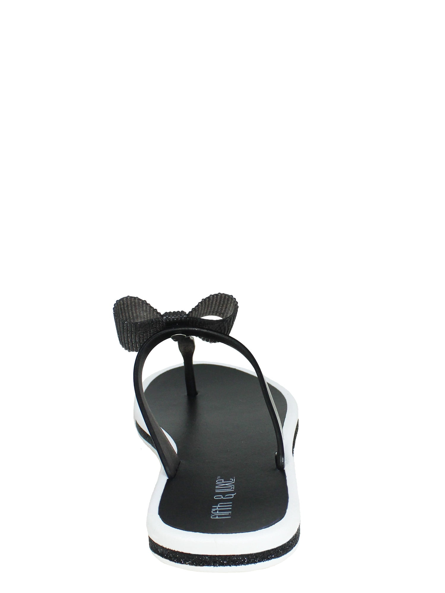 Fifth & Luxe Women’s Glitter Jelly Flat Flip Flop Sandals with Bow, Sizes 5/6-11