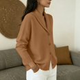 thumbnail image 5 of JULMCOMO Knit Cardigan Sweaters for Women Lapel Collar Button Down Loose Trendy Jacket Long Sleeve Casual Outfits Brown S, 5 of 5