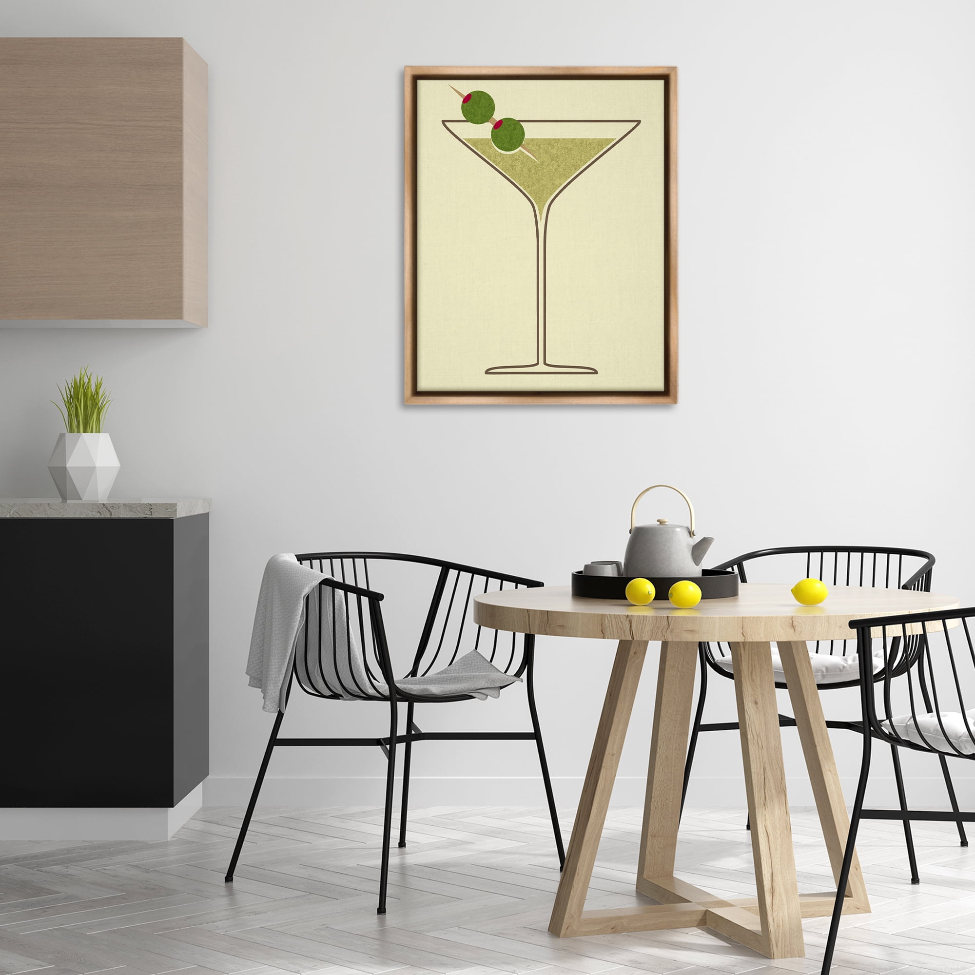 Stupell Industries Martini with Olives Food & Beverage Painting Brown Floater Framed Art Print Wall Art, 25 x 31