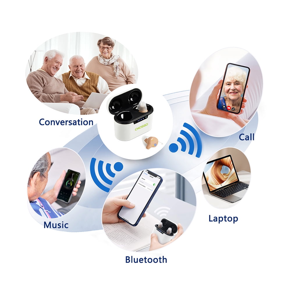 OTC Bluetooth Hearing Aids for Seniors with Music Streaming & Phone Calls,Beige,Chosgo K23