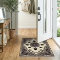 thumbnail image 2 of ODIKA 2'x3' Washable Accent Rug Pet Friendly, Bedside Mat Vintage Bat Boho Plant Scroll Halloween Flowers Purple Gothic Flowing Dynamic for Bedroom, Nursery, RV, 2 of 7