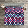 thumbnail image 3 of Ambesonne Navy and Blush Quilted Bedspread Set 3 Pcs, Psychedelic Lines, King Size, Magenta Purple Blue, 3 of 3