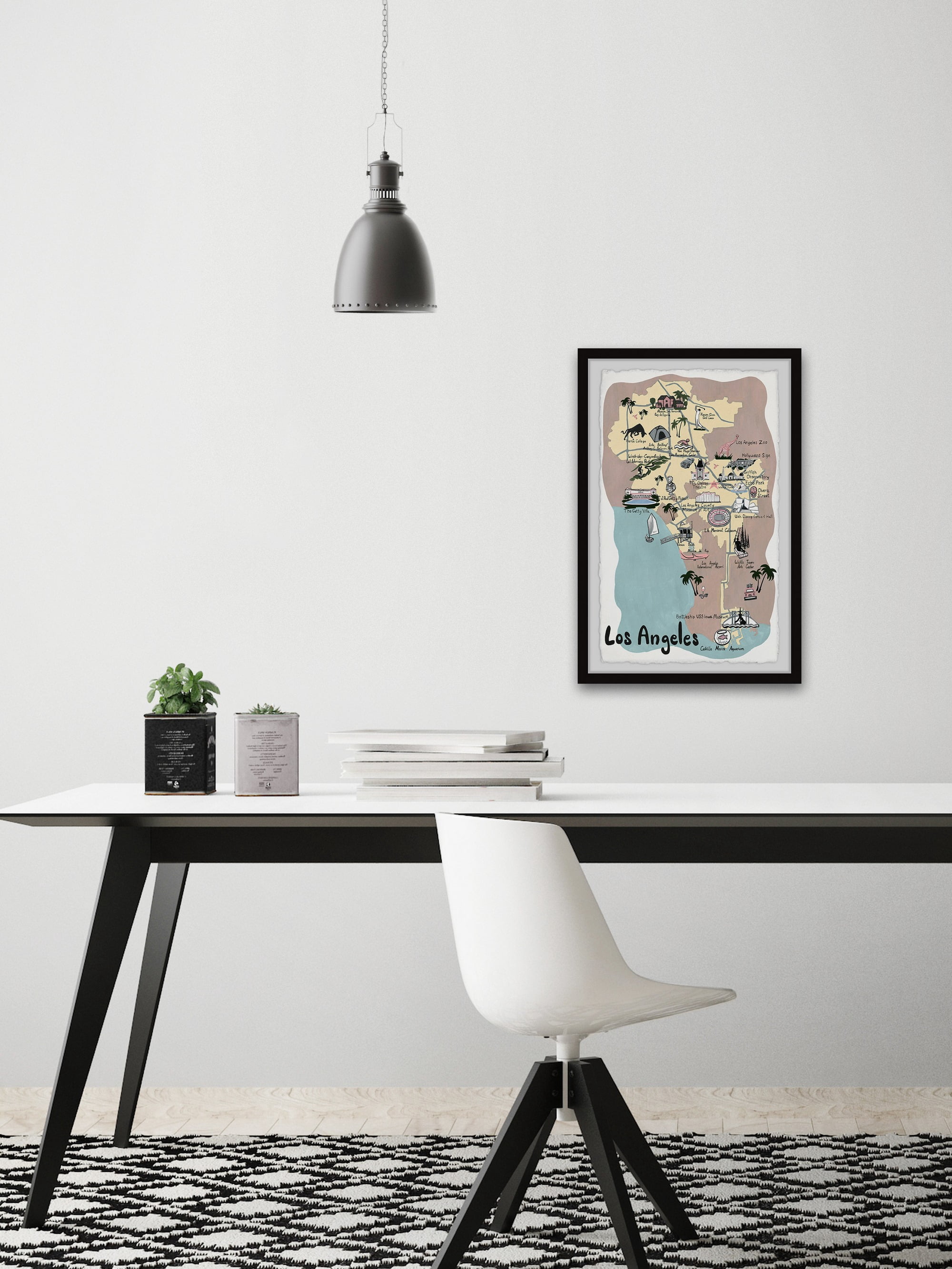 Marmont Hill Illustrated Map of Los Angeles II Framed Wall Art, 20" x 30"