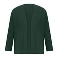 thumbnail image 3 of 3/4 Sleeve Ribbed Cardigan for Women - Solid Color Open Front Crop Jackets Sweater Cardigans Outerwear Shrugs (S, Army Green), 3 of 5