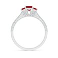 thumbnail image 2 of ANGARA Natural Aeon Square Ruby Three Stone Engagement Ring with Milgrain in 14K White Gold for Women (Size-4mm) | July Birthstone, Anniversary, Jewelry Gift for Women | Natural Ruby Ring, 2 of 10