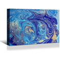 thumbnail image 1 of Rosework Framed Canvas Wall Art, 20x30 Inch, Blue and Gold Splash Abstract, Made In USA, 1 of 6