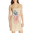 thumbnail image 2 of Leutsin Robe d'Été Décontractée Grande Taille pour Femmes, Robe Slim Ligne A Col en V Imprimé Jour de l'Indépendance Sans Manches, 2 of 4