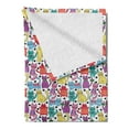 thumbnail image 2 of Cat Soft Flannel Fleece Throw Blanket, Cartoon Style Lively Colored Friendly Cheerful Characters with Hearts Happiness Love, Cozy Plush for Indoor and Outdoor Use, 60" x 80", Multicolor, by Ambesonne, 2 of 5