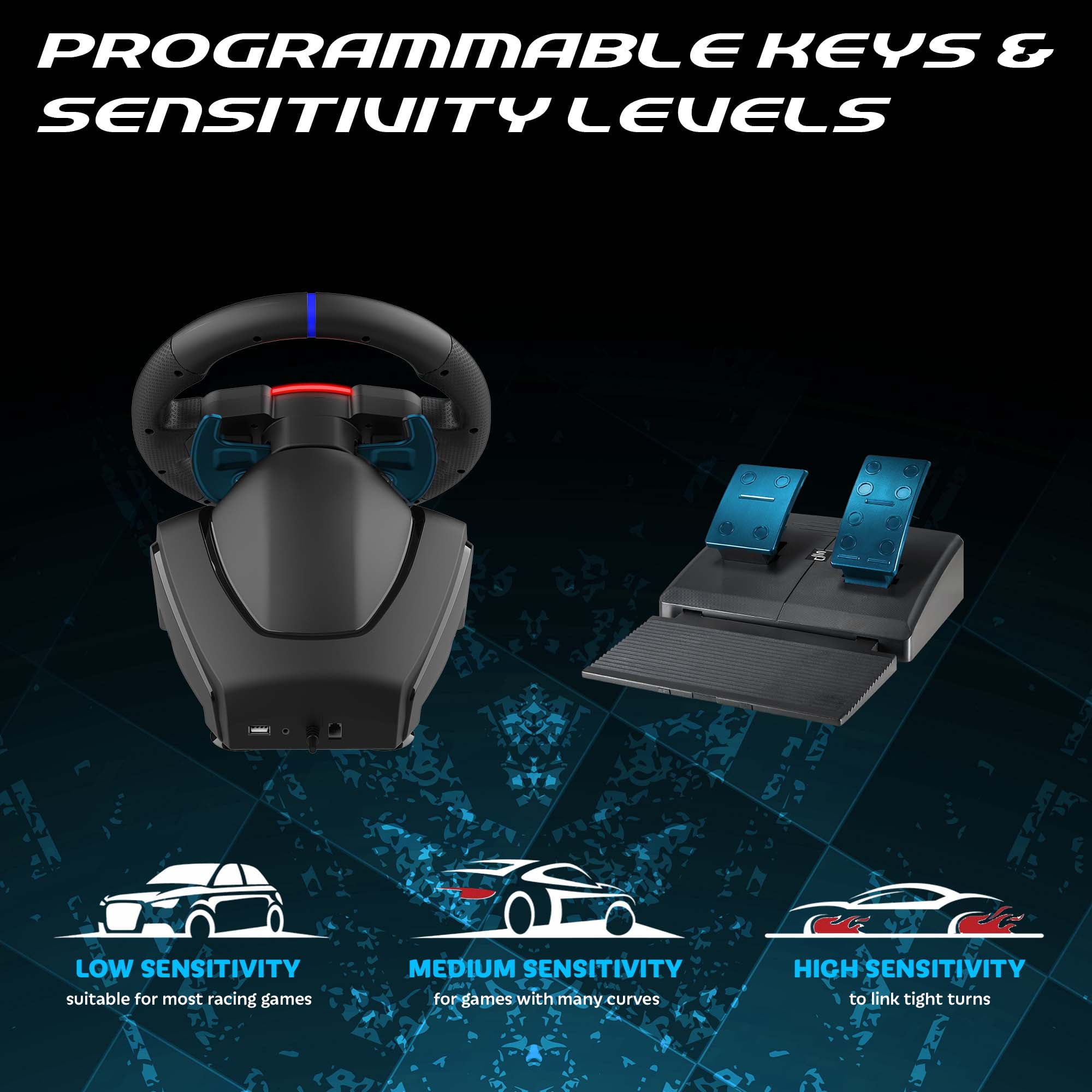 Subsonic - Superdrive 270 GT5 Steering Wheel - Dual stick LED racing wheel, 270° rotation, with pedals and paddle shifters. For PS5 and PC – Black