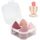 thumbnail image 1 of Juego de licuadora de esponjas de maquillaje de 5 piezas: licuadora de base de esponja de belleza profesional de 4 piezas con 1 soporte de esponja y estuche para huevos, impecable para crema,, 1 of 5