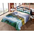 thumbnail image 4 of Ambesonne Nature Fitted & Top Sheet Set with Shams, Winter Mountains Morning, Multicolor, 4 of 5