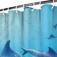 thumbnail image 3 of Shark Marine Life Shower Curtain - Tropical Ocean Theme Water-Resistant Fabric, Washable Reusable Bathroom Decor with Sea Creature Patterns,72x72in, 3 of 5
