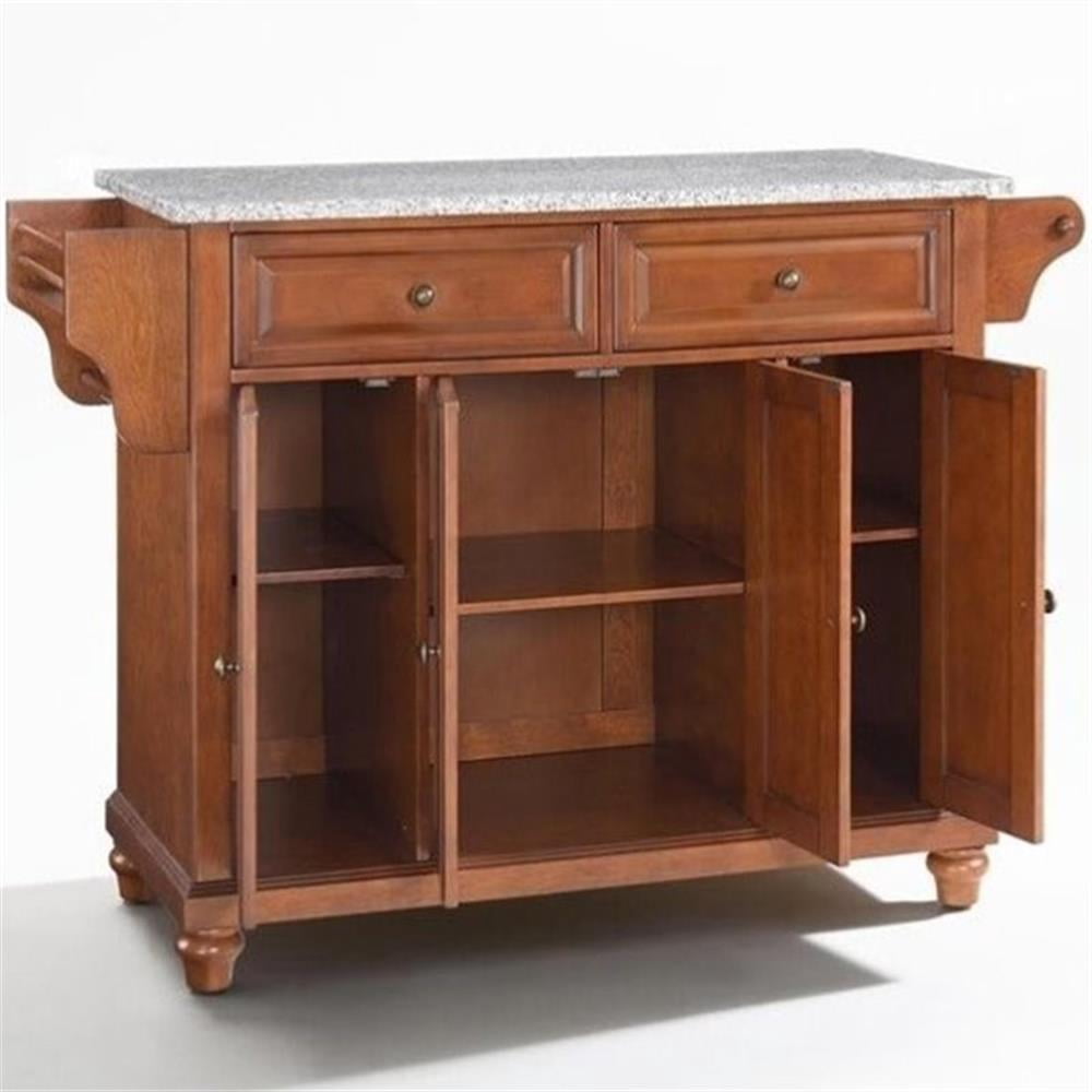 Crosley Furniture Cambridge Wood Kitchen Island in Cherry/Gray