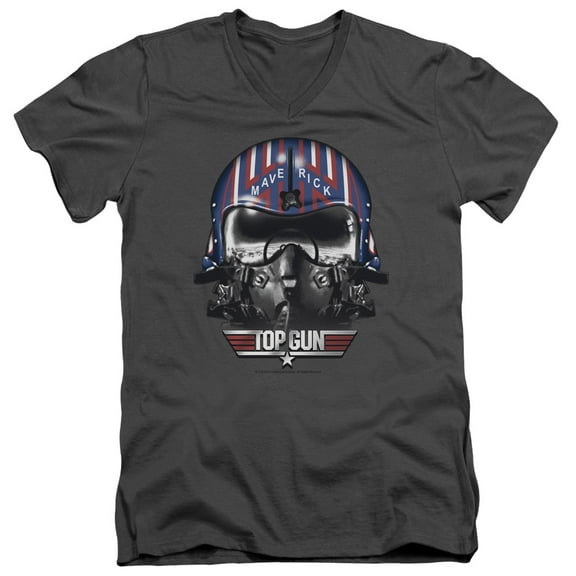 Top Gun Men's  Maverick Helmet Slim Fit T-shirt Charcoal