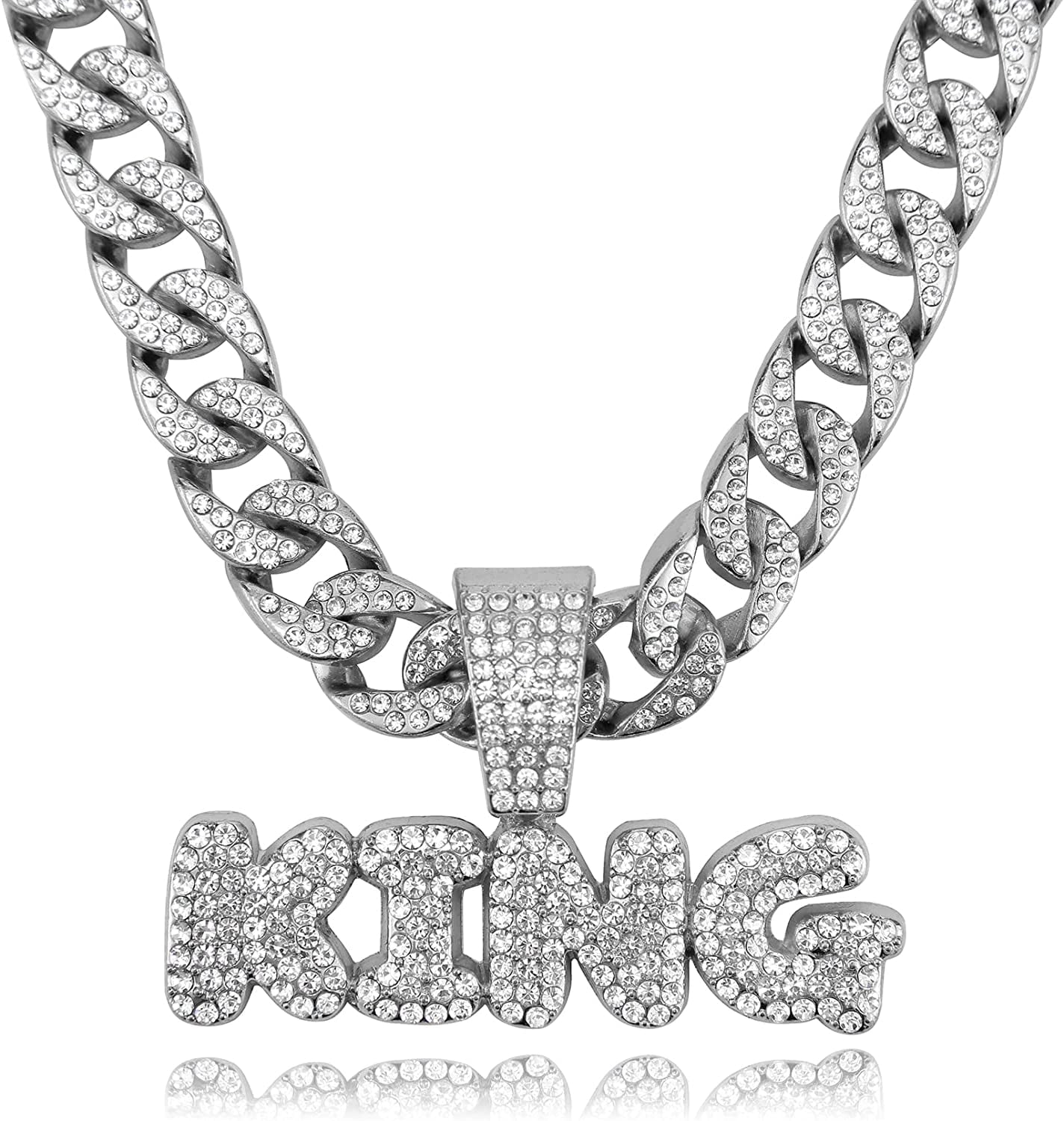 Mens Cuban Link Chain Silver Gold Plated Bling Cuban Necklace Diamond